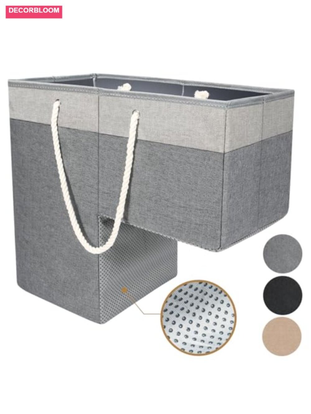 Stair Basket with Handle Cotton Linen Foldable Anti-Slip Step Organizer for